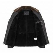 Men's Black Shearling Leather Biker Jacket — Brighouse
