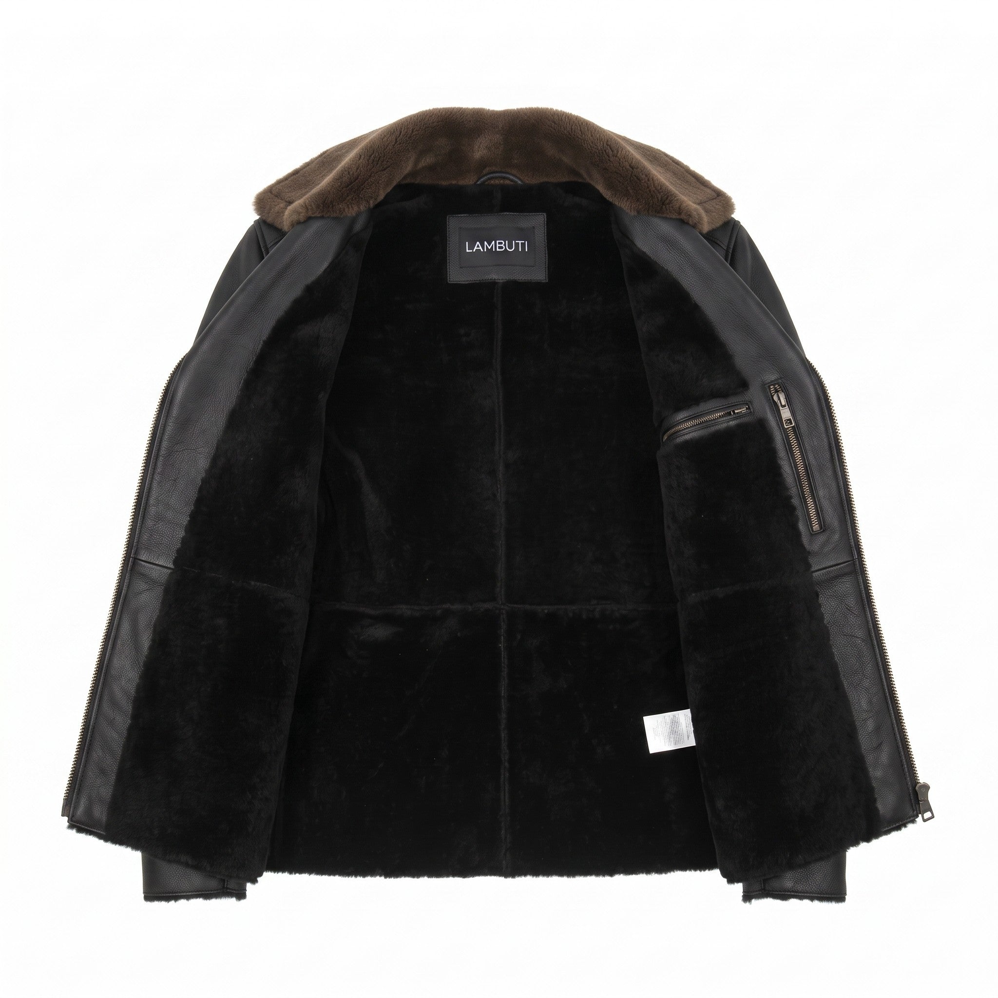 Men's Black Shearling Leather Biker Jacket — Brighouse