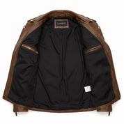 Men's Brown Quilted Pebbled Leather Perfecto Biker Jacket — Alington