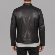 Men's Black Leather Cafe Racer Jacket — Kendal