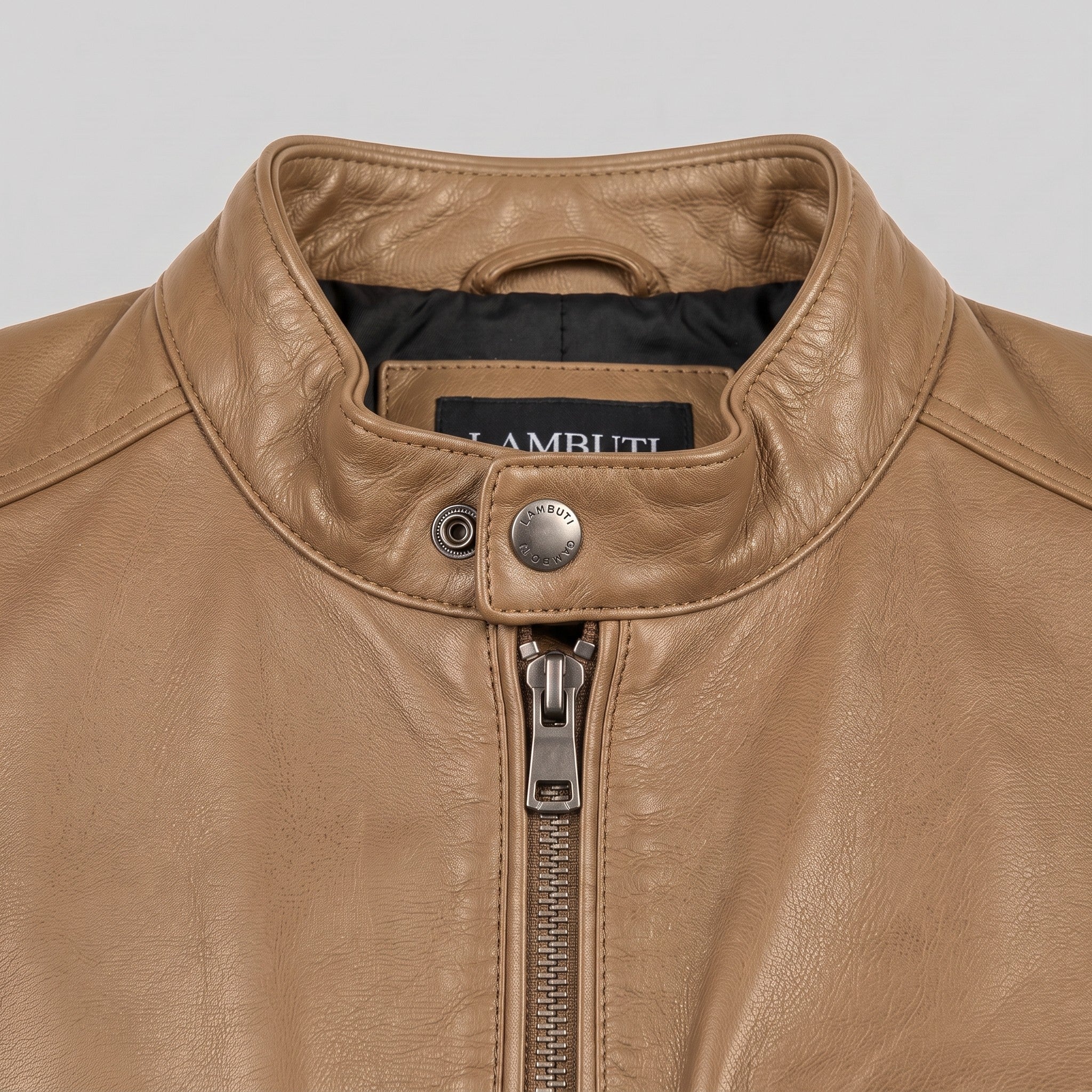 Men's Tan Leather Cafe Racer Jacket — Kendal