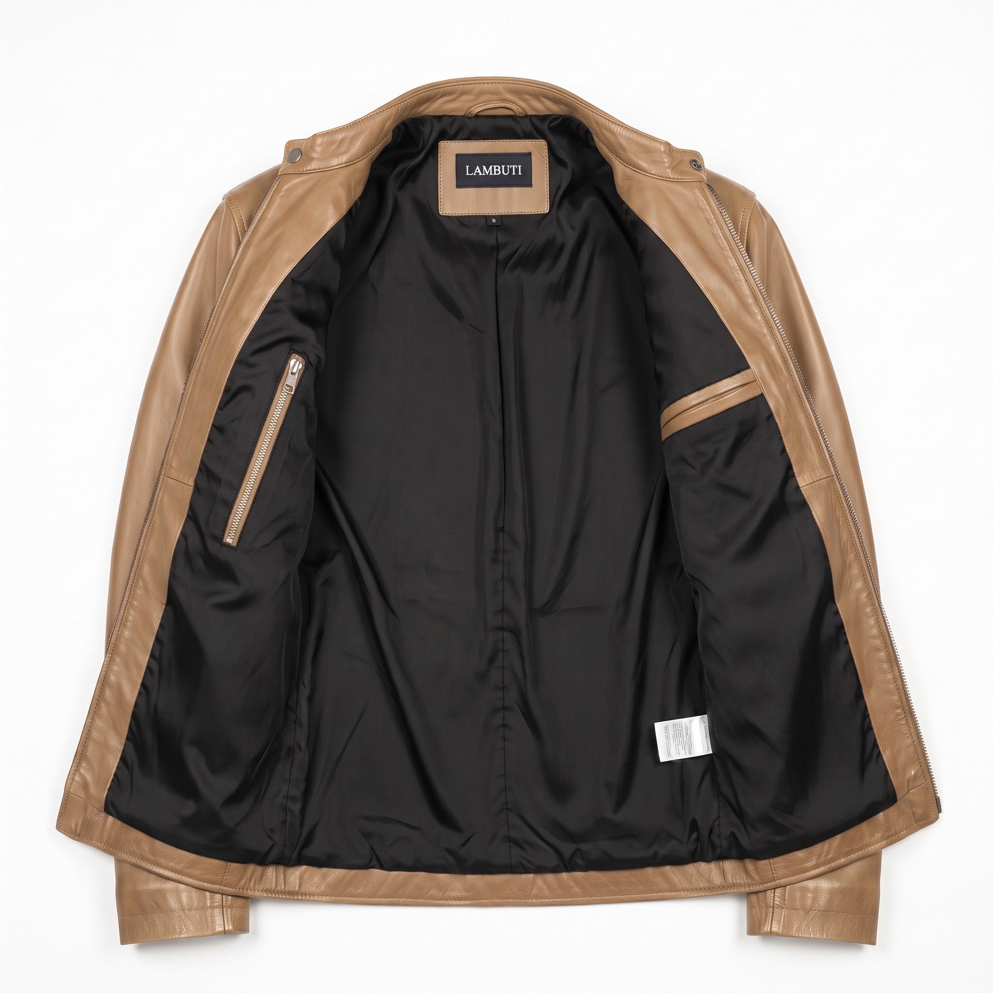 Men's Tan Leather Cafe Racer Jacket — Kendal