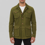 Men's Olive Green Suede Field Jacket — Aylesbury