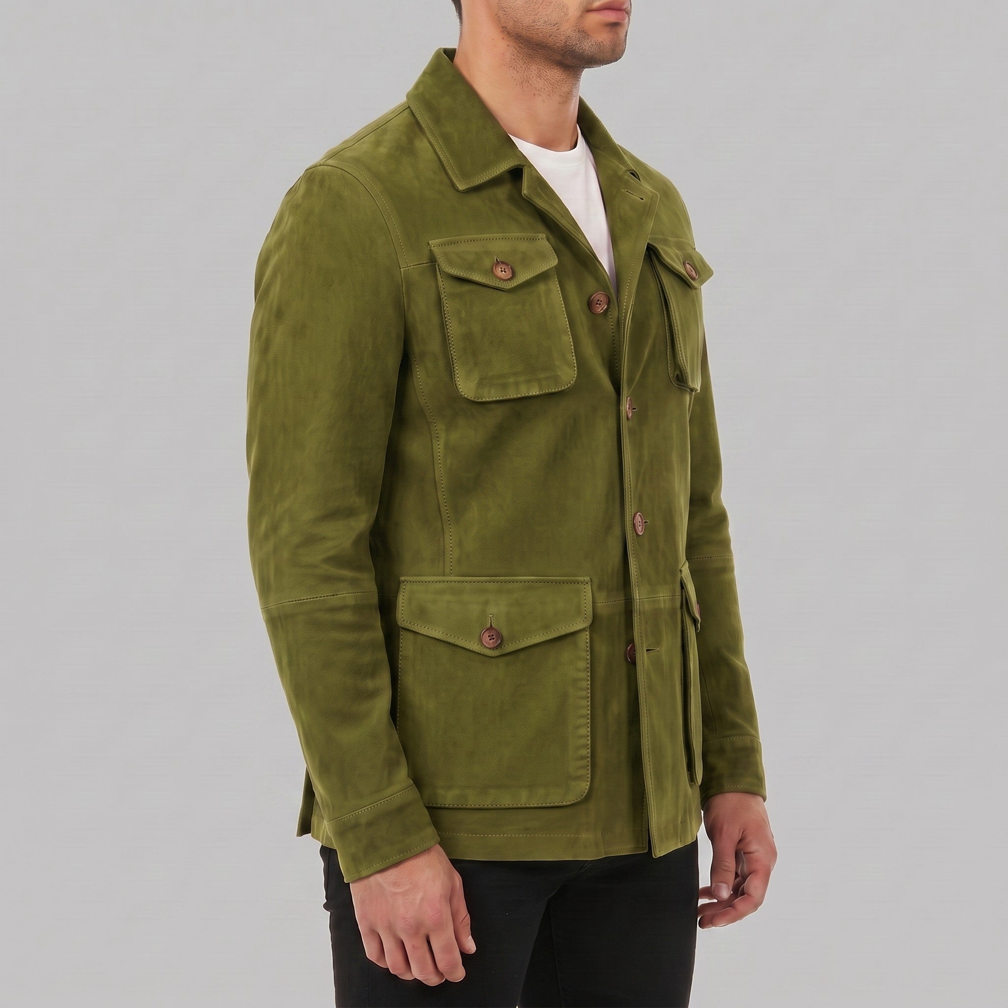 Men's Olive Green Suede Field Jacket — Aylesbury