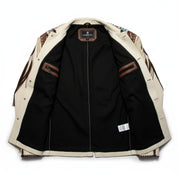 Men's Off-White and Brown Fringed Leather Jacket — Fallowfield
