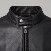 Men's Black Leather Cafe Racer Jacket — Holton
