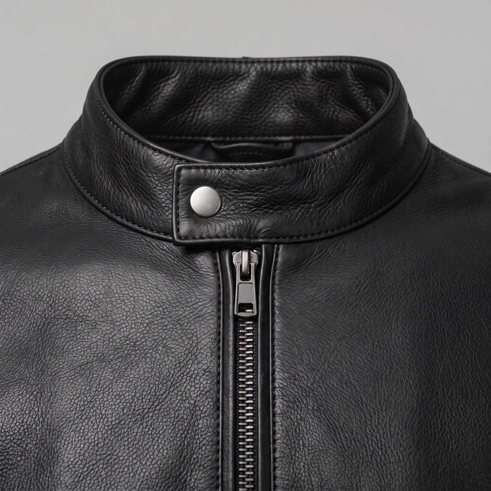 Men's Black Leather Cafe Racer Jacket — Holton