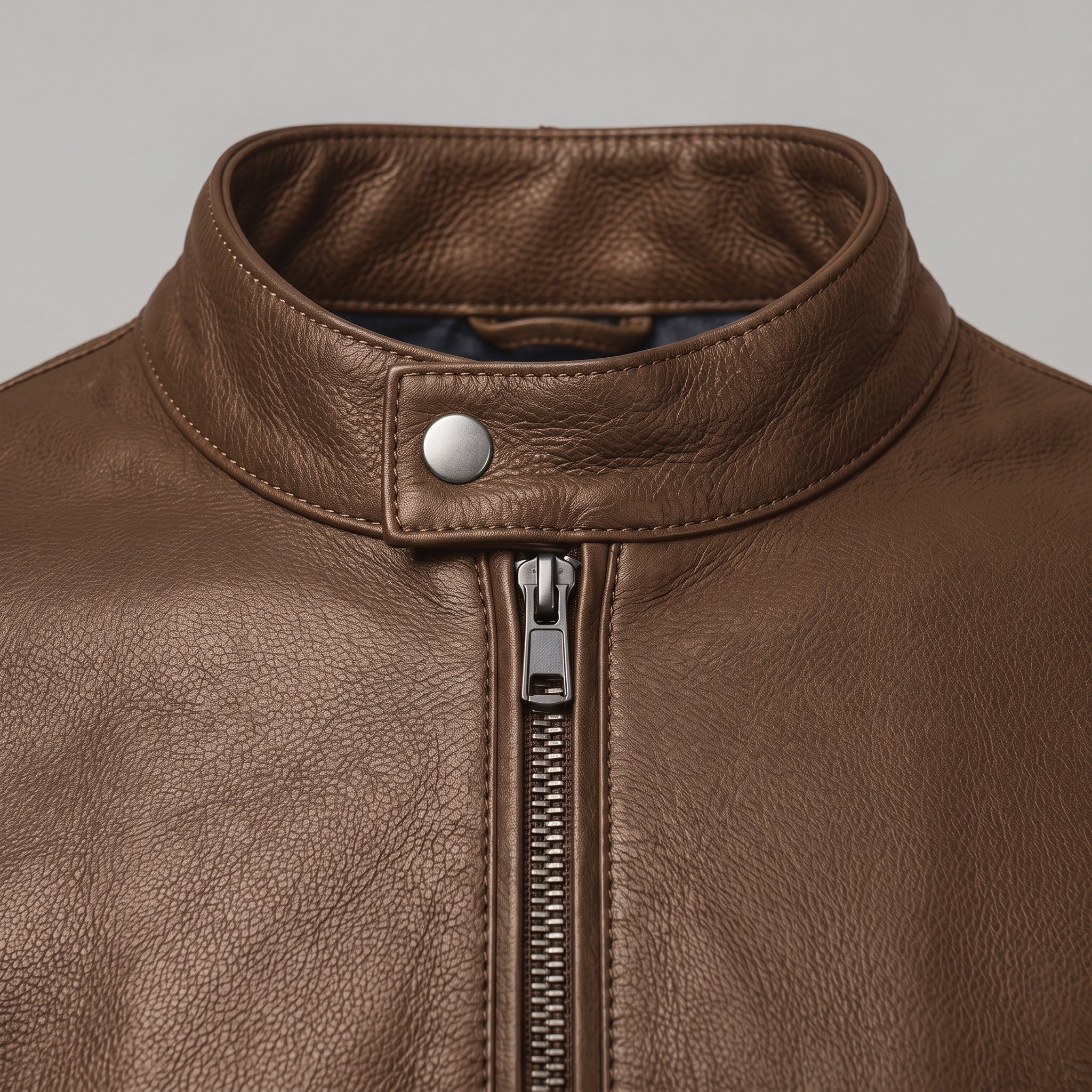 Men's Brown Leather Cafe Racer Jacket — Holton