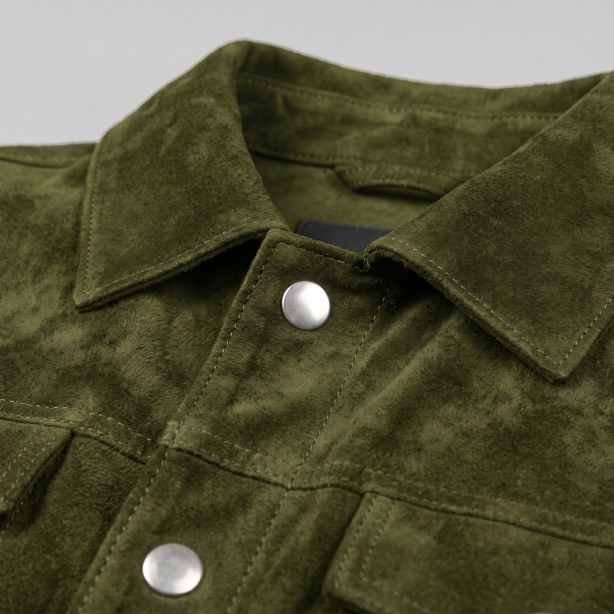 Men's Olive Green Suede Trucker Jacket — Gladwell