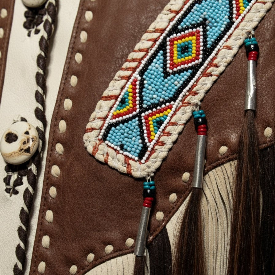 Men's Off-White and Brown Fringed Leather Jacket — Fallowfield