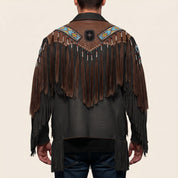 Men's Black and Brown Fringed Leather Jacket — Fallowfield
