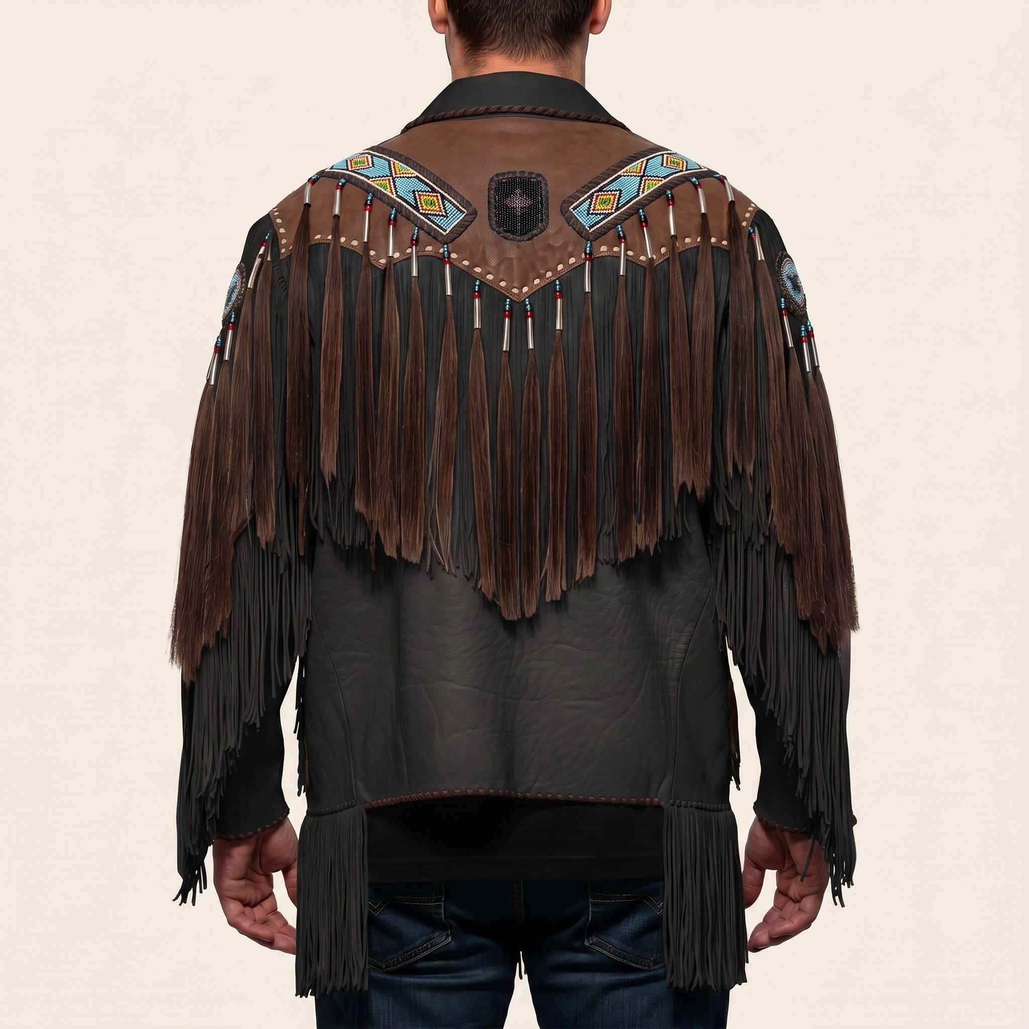 Men's Black and Brown Fringed Leather Jacket — Fallowfield