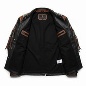 Men's Black and Brown Fringed Leather Jacket — Fallowfield