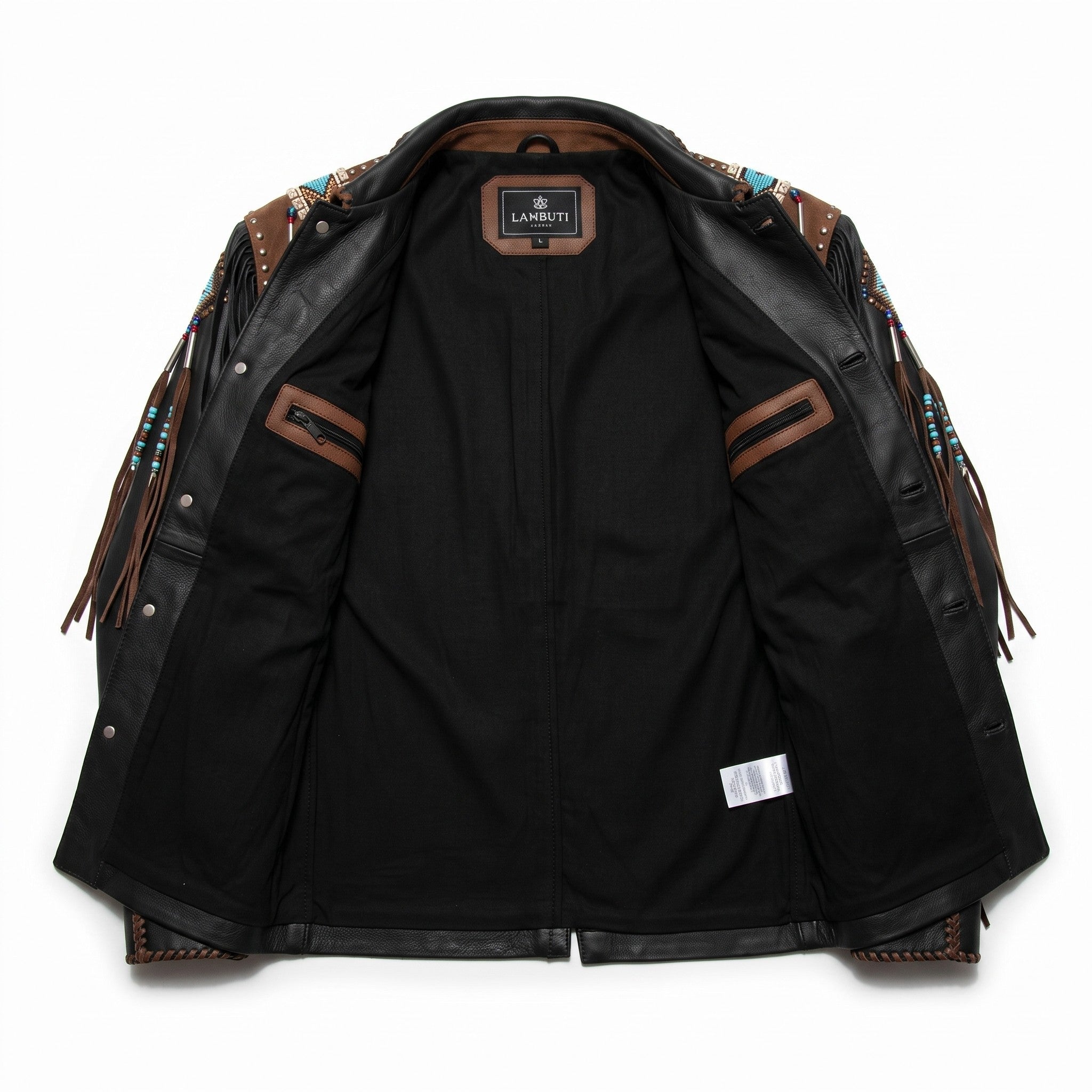 Men's Black and Brown Fringed Leather Jacket — Fallowfield