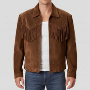 Men's Brown Fringe Suede Western Jacket — Lytton