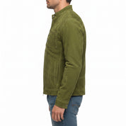 Men's Olive Green Suede Biker Jacket — Amesbury