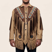 Men's Tan and Brown Fringed Leather Jacket — Fallowfield