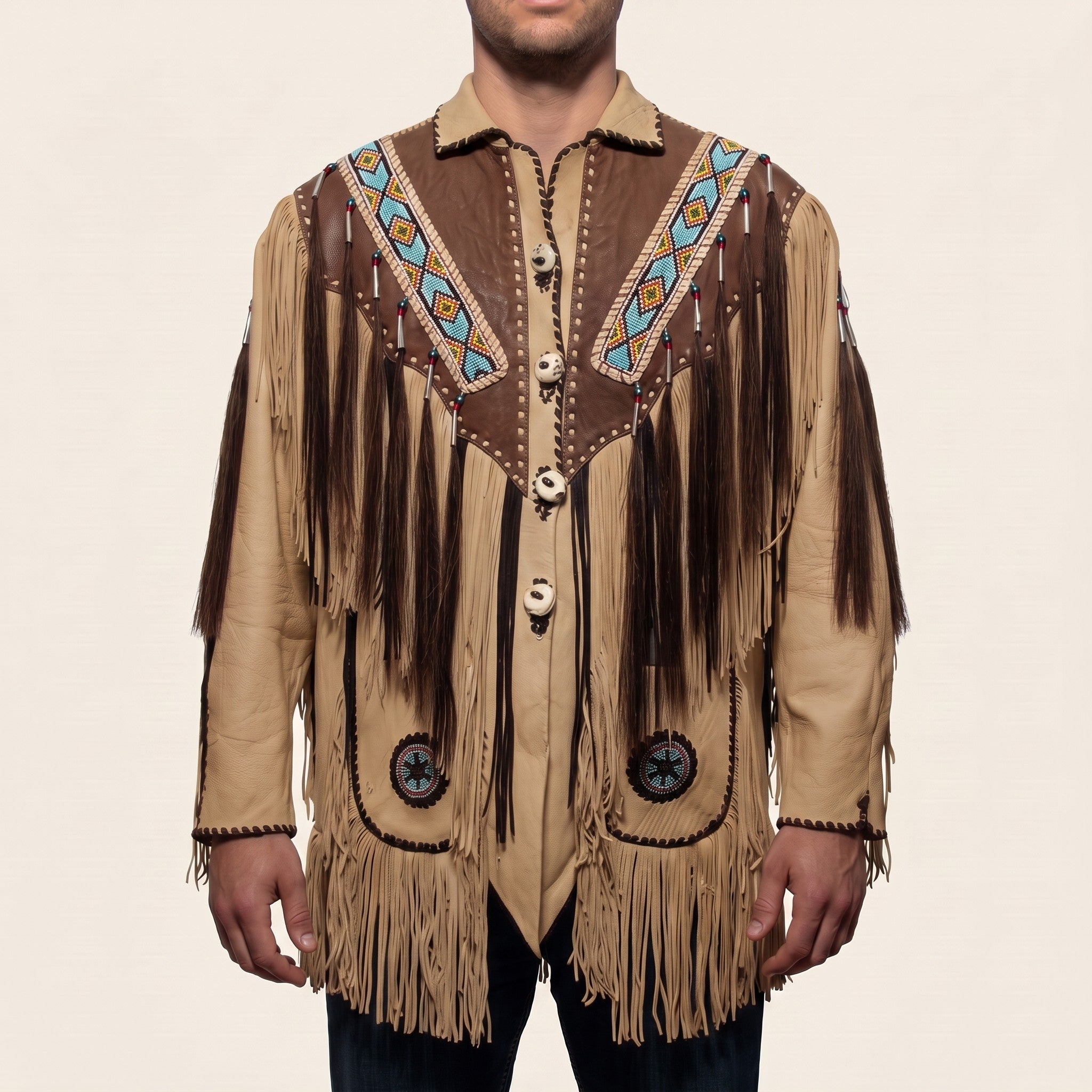 Men's Tan and Brown Fringed Leather Jacket — Fallowfield
