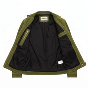Men's Olive Green Suede Biker Jacket — Amesbury