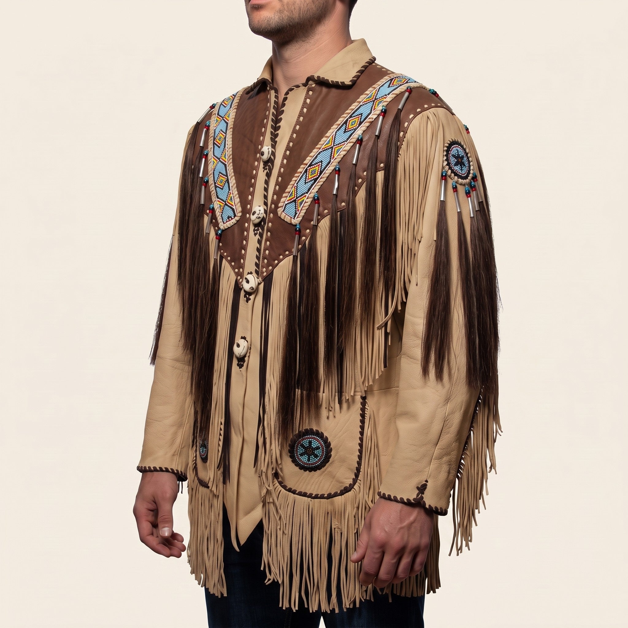 Men's Tan and Brown Fringed Leather Jacket — Fallowfield