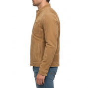 Men's Tan Suede Biker Jacket — Amesbury
