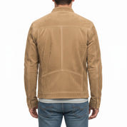 Men's Tan Suede Biker Jacket — Amesbury