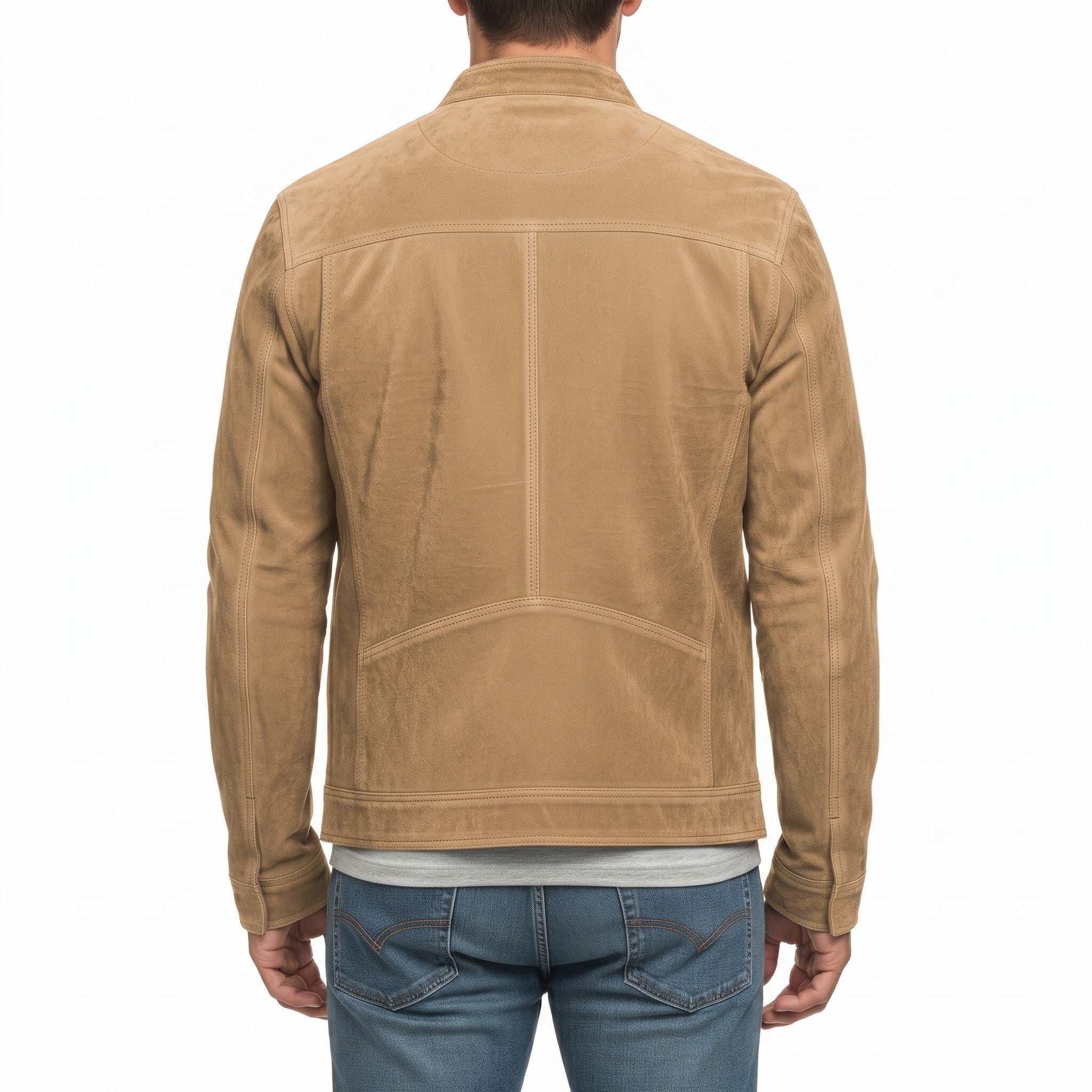 Men's Tan Suede Biker Jacket — Amesbury