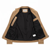 Men's Tan Suede Biker Jacket — Amesbury