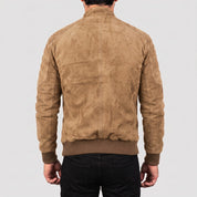 Men's Tan Suede Bomber Jacket — Bainton