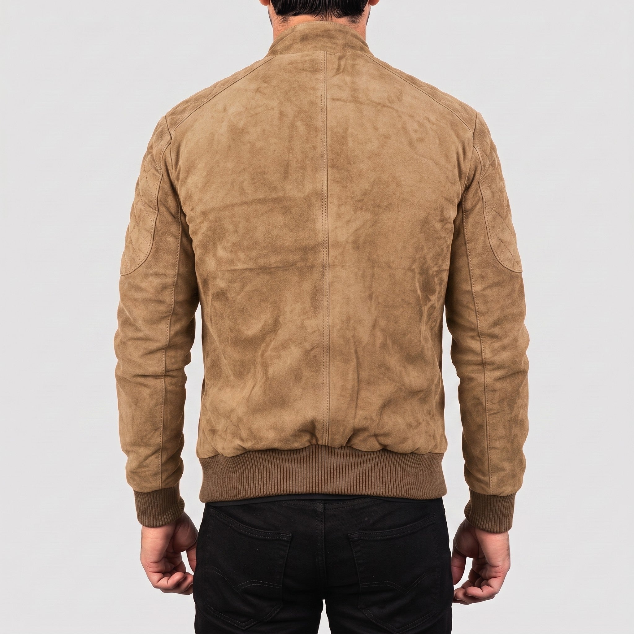 Men's Tan Suede Bomber Jacket — Bainton