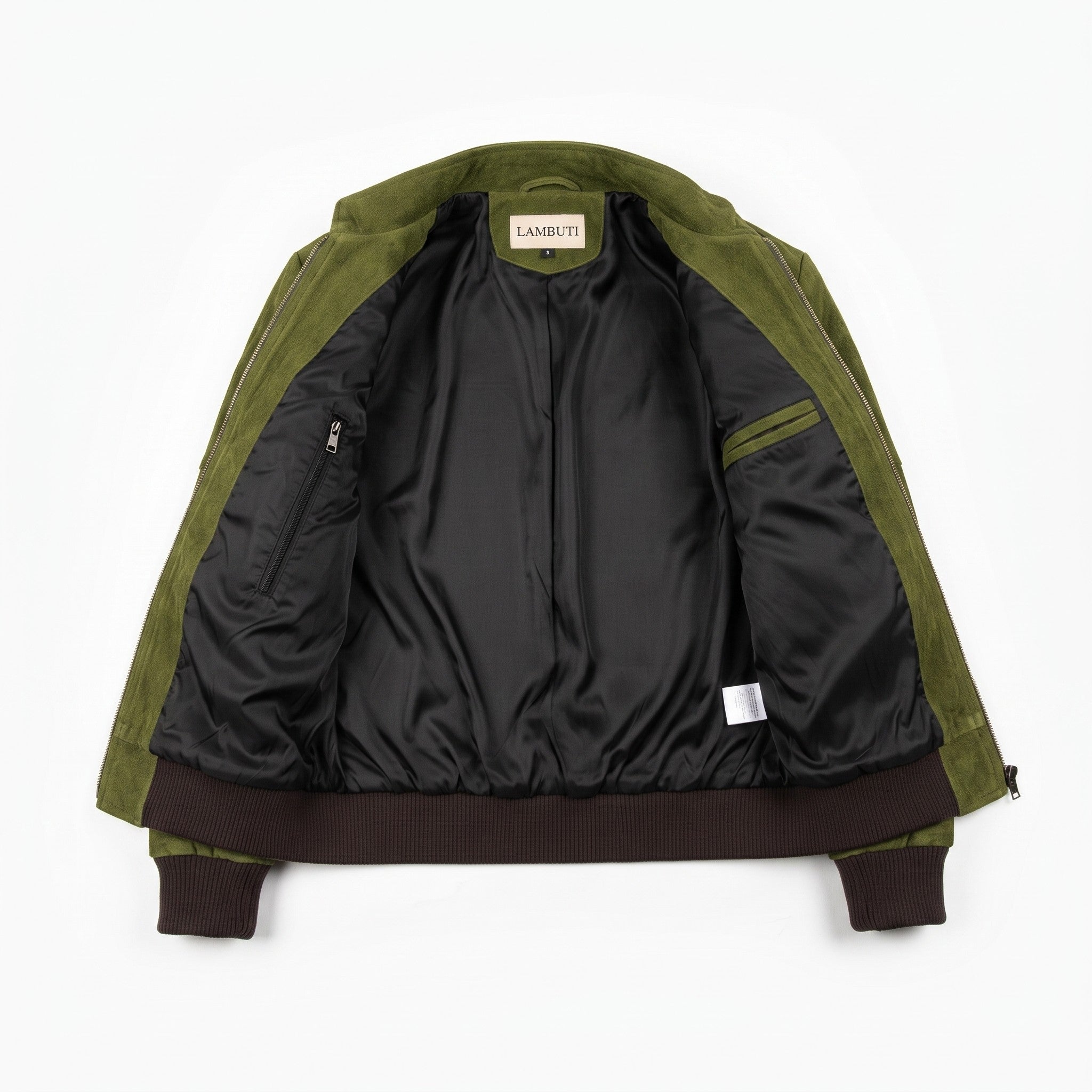 Men's Olive Green Suede Bomber Jacket — Bainton