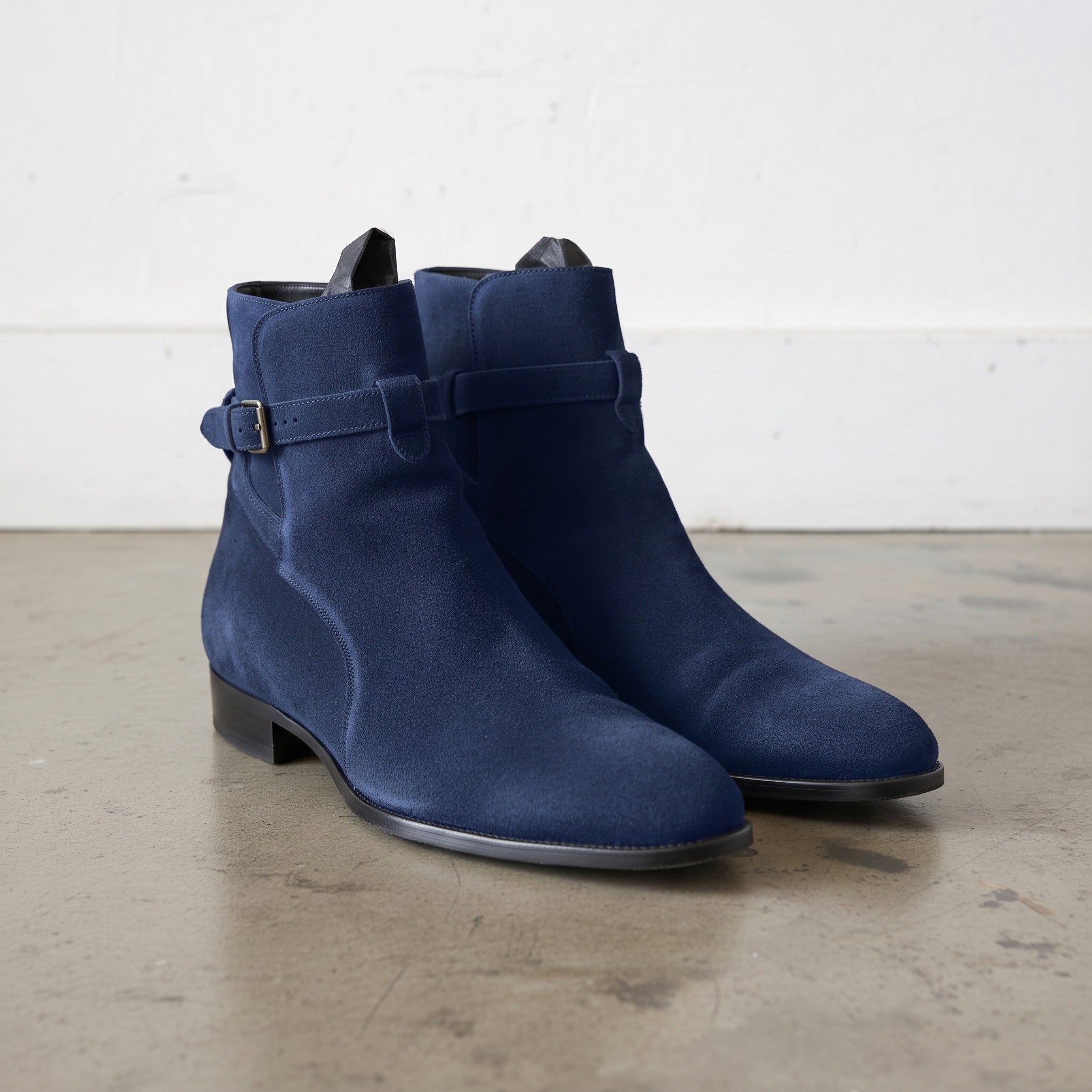 Men's Navy Blue Plain-Toe Suede Jodhpur Boots — Hardwick