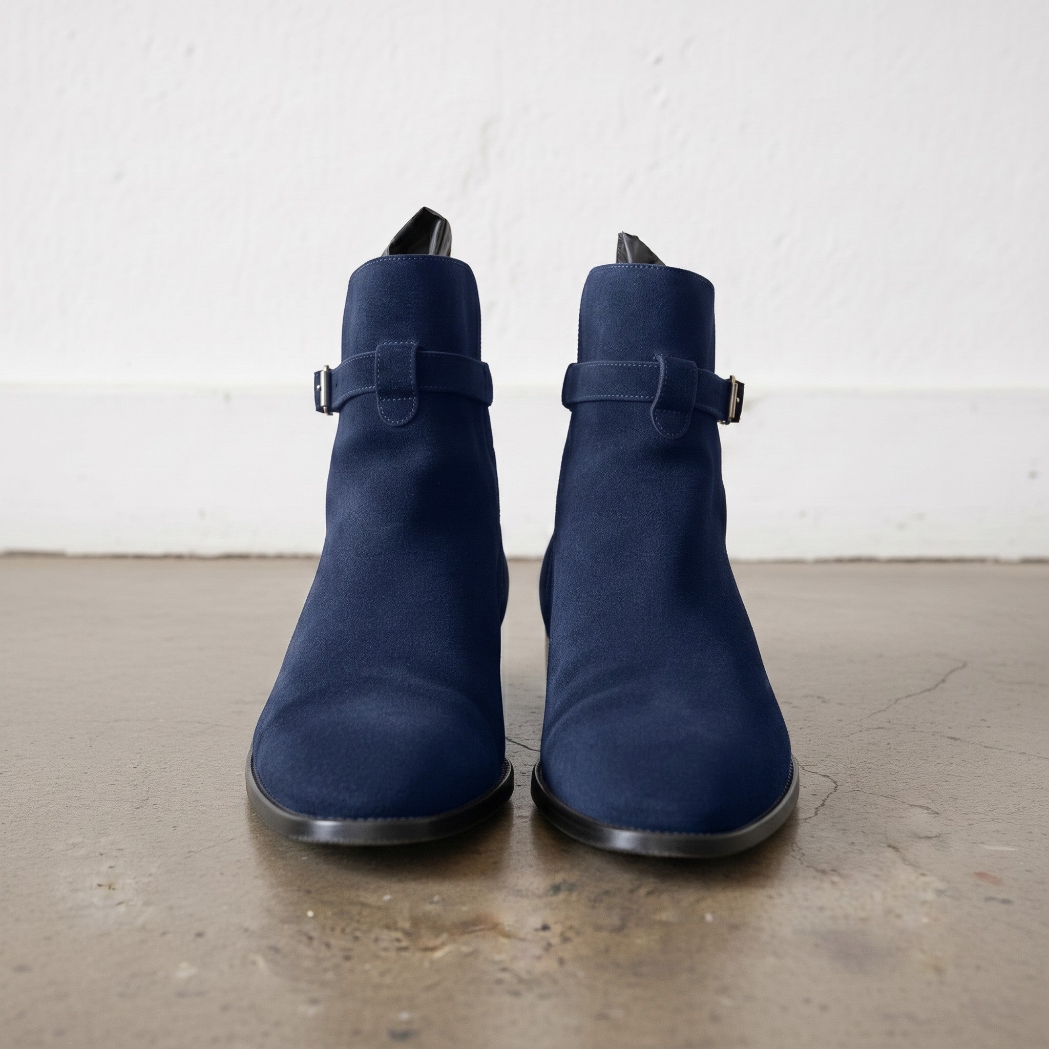 Men's Navy Blue Plain-Toe Suede Jodhpur Boots — Hardwick