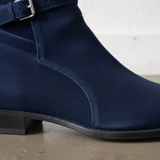 Men's Navy Blue Plain-Toe Suede Jodhpur Boots — Hardwick