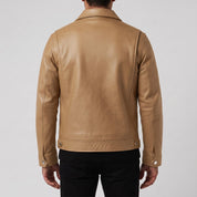 Men's Tan Leather Trucker Jacket — Heatherton