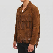 Men's Brown Fringe Suede Western Jacket — Carling