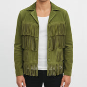 Men's Olive Green Fringe Suede Western Jacket — Carling