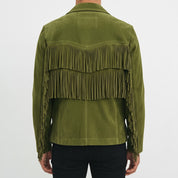 Men's Olive Green Fringe Suede Western Jacket — Carling