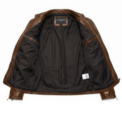 Men's Brown Leather Cafe Racer Jacket — Appleford