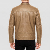 Men's Tan Leather Cafe Racer Jacket — Appleford