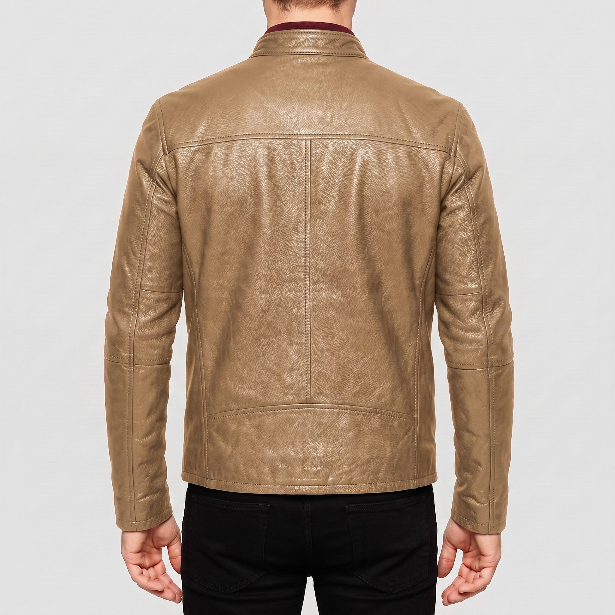 Men's Tan Leather Cafe Racer Jacket — Appleford