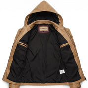 Men's Tan Hooded Leather Jacket — Bretherton