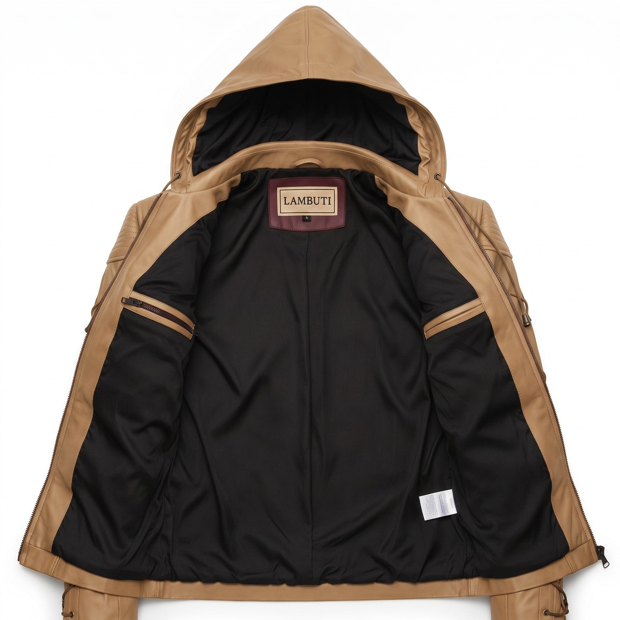 Men's Tan Hooded Leather Jacket — Bretherton