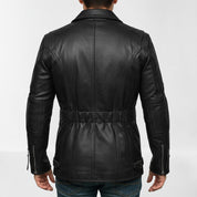 Men's Black Belted Leather Biker Jacket — Twickenham