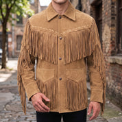 Men's Tan Suede Western Jacket — Ewen