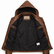 Men's Brown Hooded Leather Jacket — Bretherton