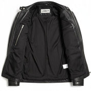 Men's Black Quilted Leather Cafe Racer Jacket — Ferrand