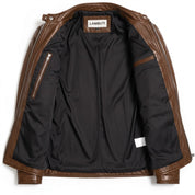 Men's Brown Quilted Leather Cafe Racer Jacket — Ferrand