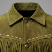 Men's Olive Green Suede Western Jacket — Ewen