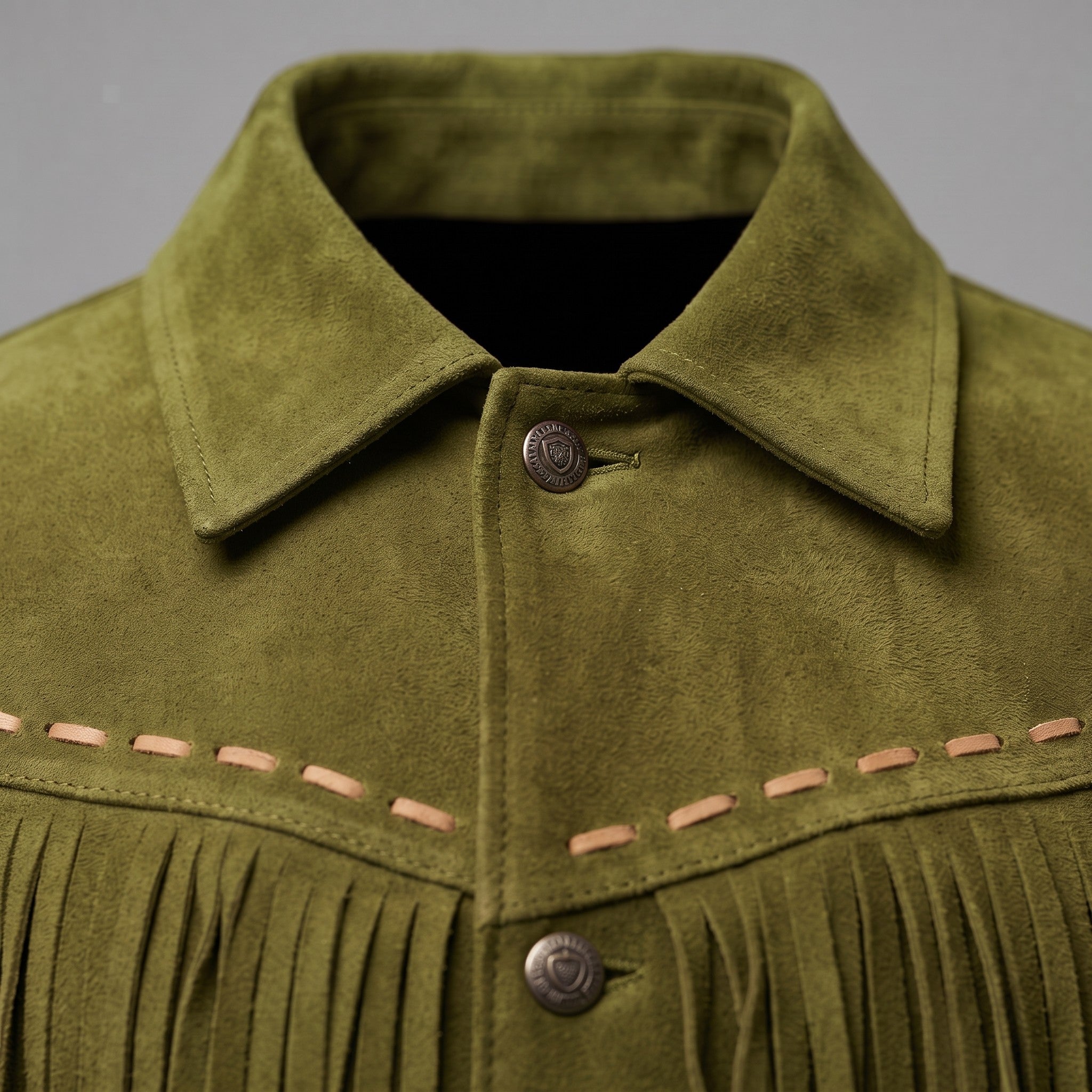 Men's Olive Green Suede Western Jacket — Ewen